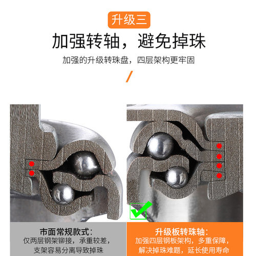 静音橡胶转向轮滑轮滚轮万向脚轮万向轮重型丝杆孔顶卡簧转椅轮子 - 图1