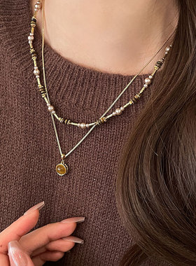 秋冬季美拉德风毛衣项链