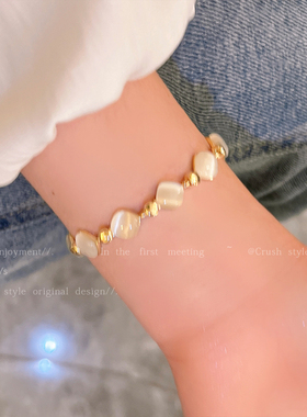 几何菱形方块猫眼石手链女轻奢时尚气质高级感手串小众设计感手饰