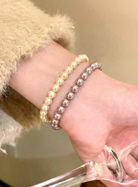 高级感奶油正圆施家珍珠手链