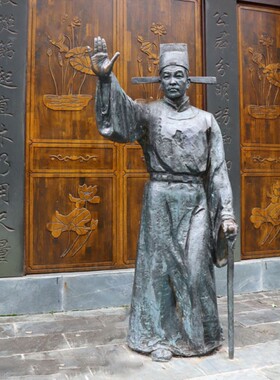状元雕塑古代科举文武秀才骑马