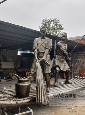 玻璃钢渔民文化海边摆件人物雕塑