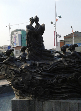 大型牛郎织女古代人物景观铜雕像