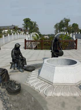 玻璃钢仿铜民俗文化人物摆件