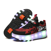Storm Shoeshoe Male Student Deformed Shoes Male And Female Children Double Single Wheels Generation Step Pulley Adult Children Burst Shoelace Wheel Shoes