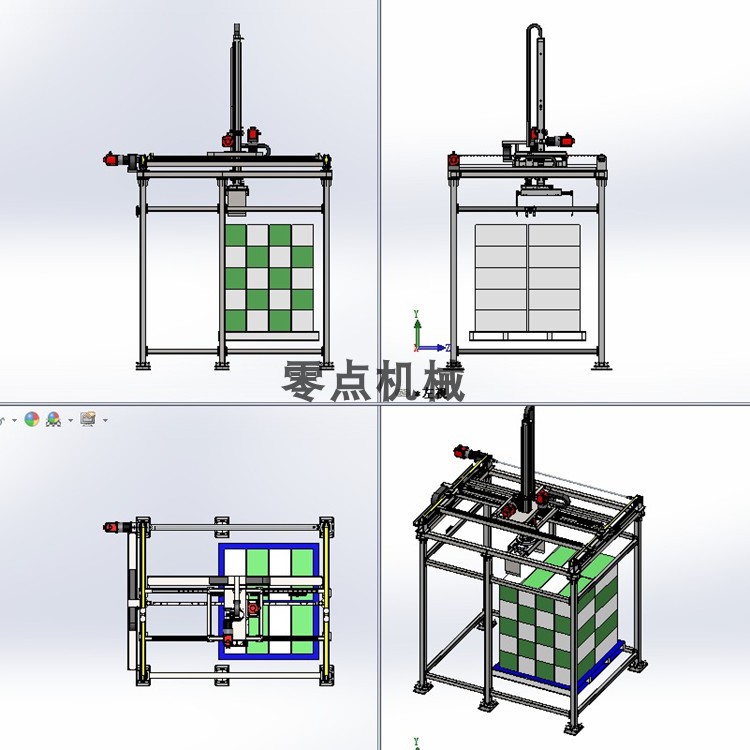四轴龙门码垛机桁架机械手3D SolidWorks模型机械设计图纸资料3D - 图0