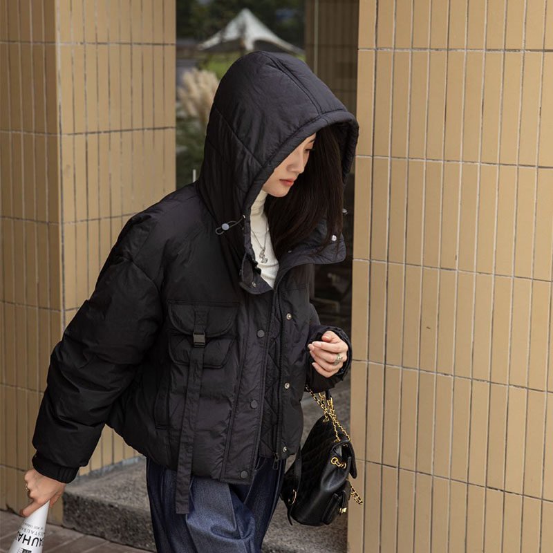 韩版短款连帽羽绒服女小个子2025新款简约时尚潮流设计感休闲外套