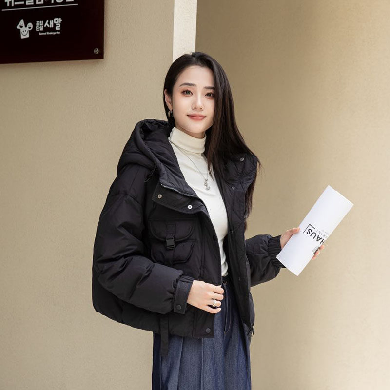 韩版短款连帽羽绒服女小个子2025新款简约时尚潮流设计感休闲外套