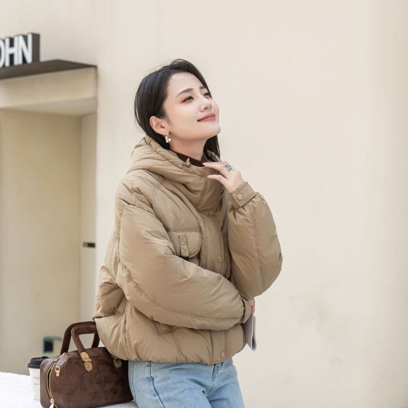 韩版短款连帽羽绒服女小个子2025新款简约时尚潮流设计感休闲外套