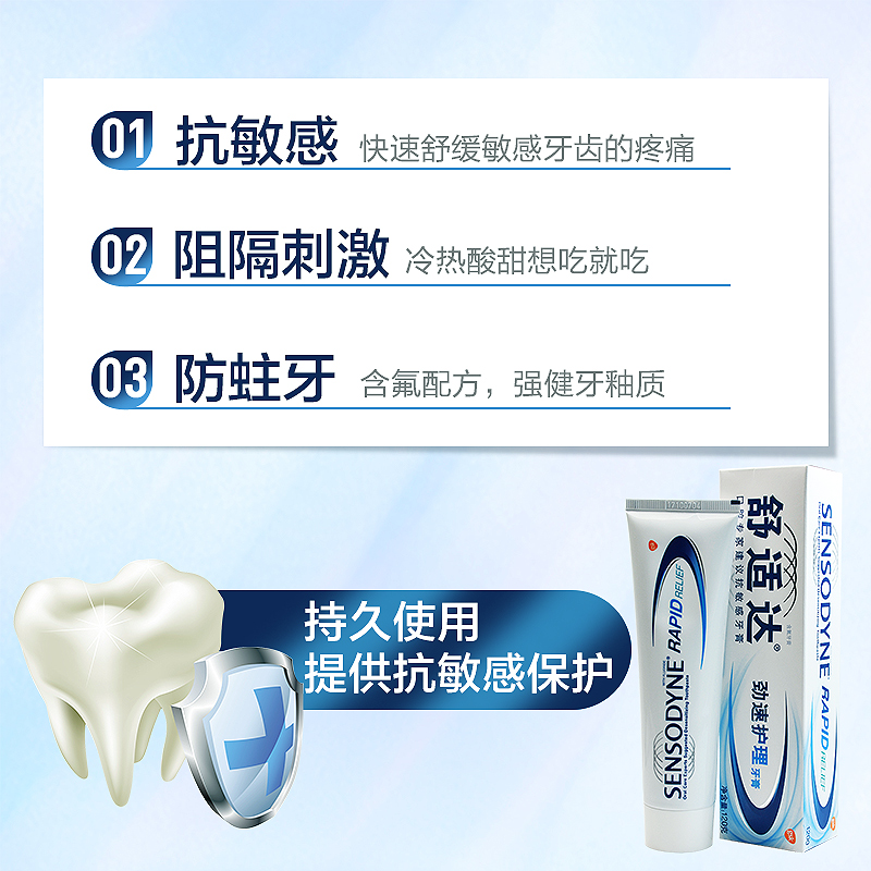 舒适达抗敏感牙膏正品劲速护理牙龈过敏专业修复敏牙冷热舒士达脱