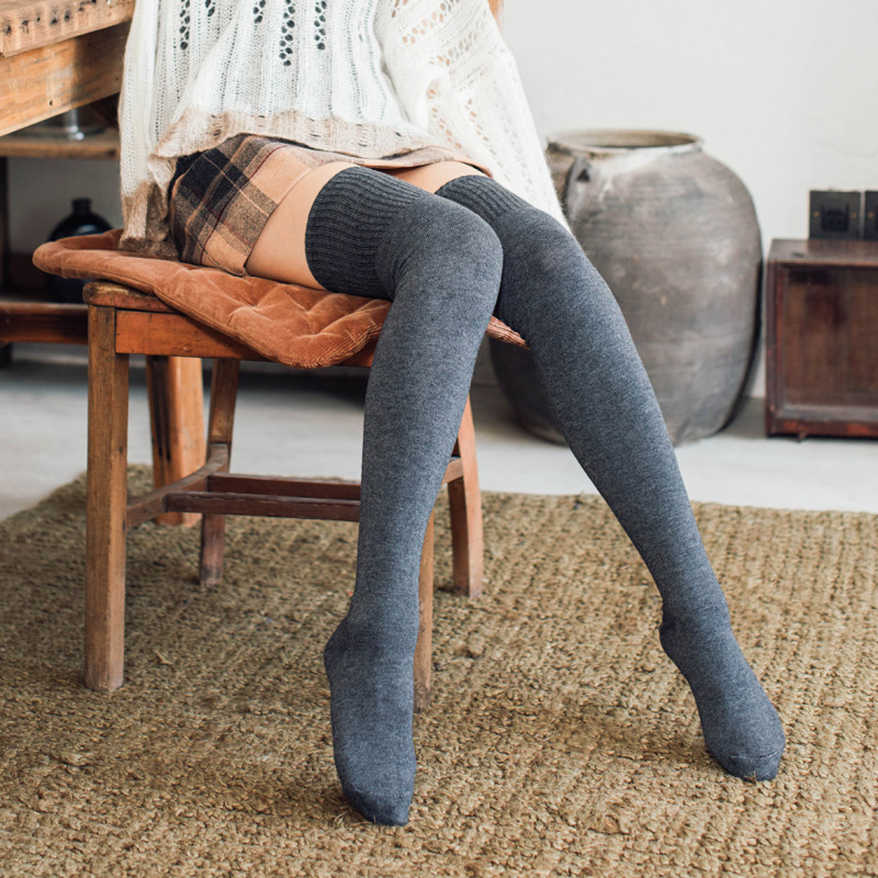 日系防卷边长筒袜羊毛加绒高筒袜羊绒袜子女加厚冬季堆堆袜大腿袜,淘宝优惠券,粉丝福利购,淘宝优惠卷