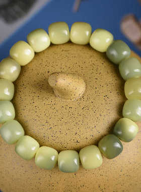 白玉菩提根手串盘玩文玩菩提子佛珠手链男念珠单圈新月多宝小青柠