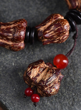 滴血莲花菩提子文玩手串念珠天然原色手工手链佛珠莲花把玩男款