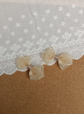 可爱小仙女风儿童小女孩发夹卡其色绢纱迷你蝴蝶结对夹边夹刘海夹