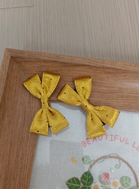 甜美原创儿童小女孩发夹姜黄色圆点迷你蝴蝶结对夹边夹刘海夹发饰