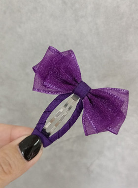 萌萌哒紫色绢纱小蝴蝶结儿童发夹