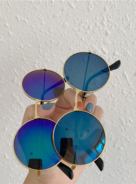 太阳镜小圆形嘻哈蹦迪男女装饰