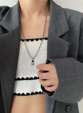 女士钛钢多层项链男INS高级感