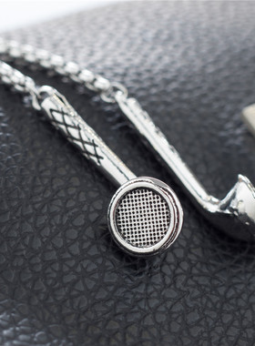 双耳机吊坠造型项链酷蹦迪嘻哈