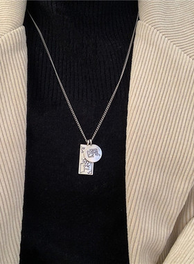 欧美嘻哈街头吊坠项链男复古做旧