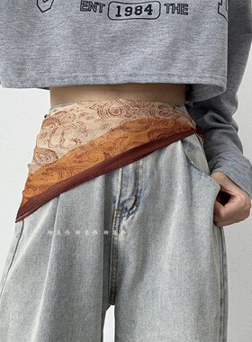 腰果花丝巾腰带女裤子三角巾屁帘