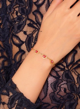 不锈钢爱心滴油蓝眼睛手链