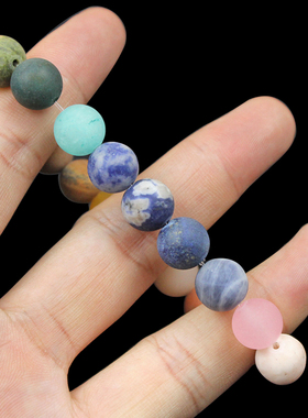 哑光天然石头圆珠子磨砂玉髓时尚