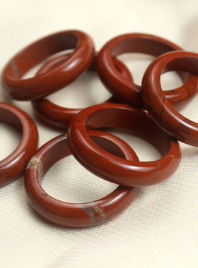 天然深红石头戒指素圈扳指男女简约跑环diy手工串珠吊坠配饰指环