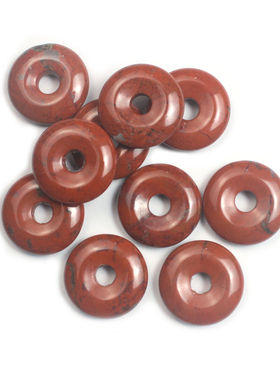 天然暗红石平安扣怀古串珠圆环吊坠diy手工串珠手工项链配件挂坠