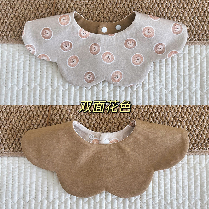 Ins Korean new style cotton soft baby bib baby saliva towel waterproof double-sided saliva pocket bib 0-2