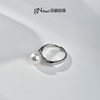 Jingrun Pearl 925 Silver Australian White Seawater Pearl Ring 9-10mm Round White Simple Versatile Open Ring for Women L