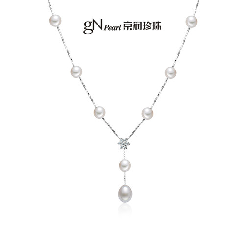 京润珍珠 简爱满天星淡水珍珠项链法式时尚锁骨链生日礼物送女友P - 图0