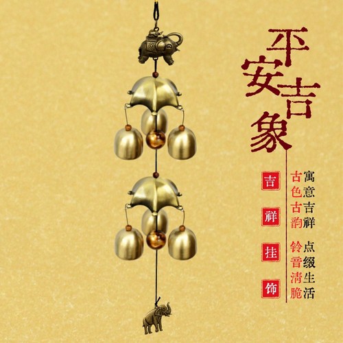云南丽江铜风铃挂饰门饰创意金属铃铛店铺用门铃2层6铃吉祥挂饰 - 图1
