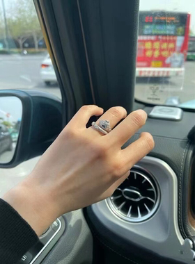 蓝眼蛇形开口戒指女s925银