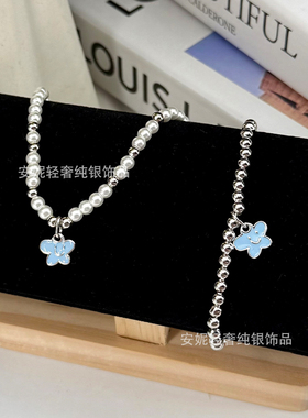 hefang925纯银何方小花牌项链