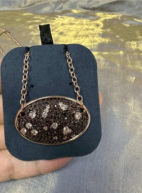 密镶椭圆圈形巧克力项链s925女