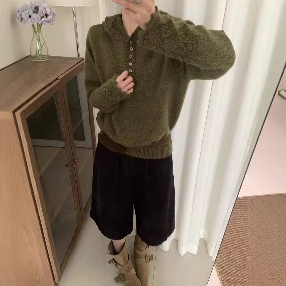 KJ镂空钩花连帽羊毛针织衫女欧洲站2025冬装新款女装打底毛衣女,淘宝优惠券,粉丝福利购,淘宝优惠卷