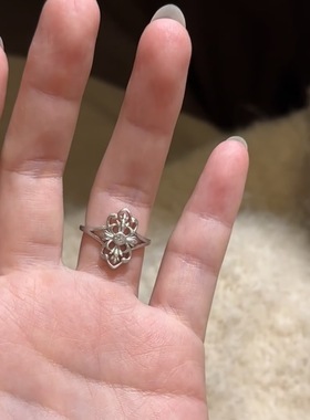 小红书爆款鸢尾花十字架拉丝戒指女轻奢高级感设计小众指环超美