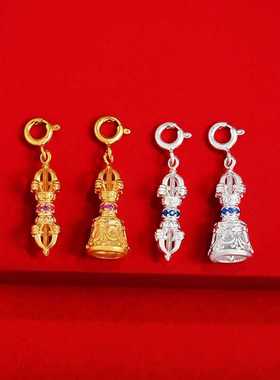 925纯银镀金玲杵随身项坠