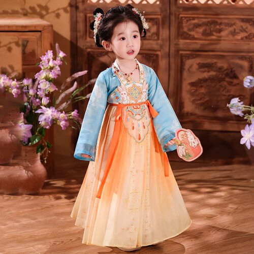 汉服女童2026新款古风连衣裙唐制儿童古装裙子小女孩国风服饰 - 图0