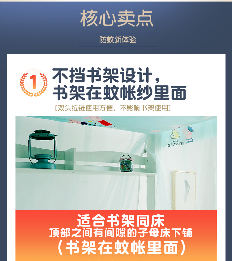 子母床方顶双层上下铺高低床梯形床通用儿童家用学生宿舍公主蚊帐 - 图1