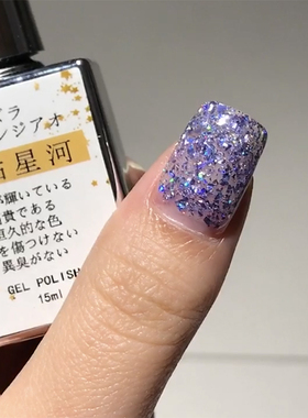 美甲新品日韩爆闪胶七彩微钻闪粉不规则菱形亮片甲油胶碎钻胶紫色