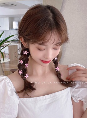 儿童花朵发夹女后脑勺辫子编发公主头侧边小抓夹发卡头饰