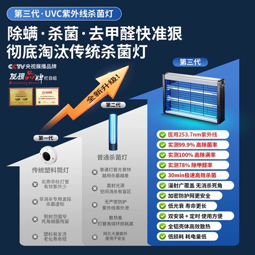 吊挂式紫外线杀菌消毒灯宠物家用室内臭氧餐饮食堂厨房除螨灭菌灯 - 图0