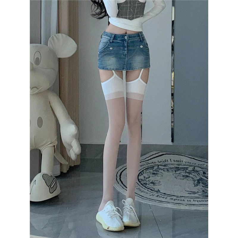 性感jk黑色长筒过膝吊带一体式黑丝袜子女辣妹黑丝袜纯欲百搭薄款,淘宝优惠券,粉丝福利购,淘宝优惠卷