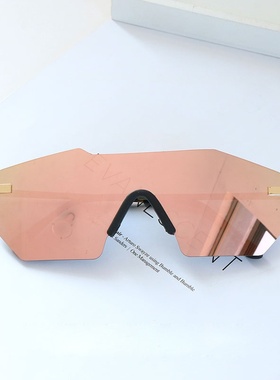 2024跨境一体式无框炫彩太阳镜男女款个性大框墨镜欧美潮流太阳镜