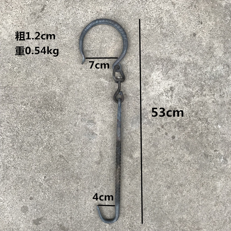 手工锻打连环钩臀沟铁钩子加粗长捅钩挂猪钩屠宰场屠夫专用挂肉钩 - 图2