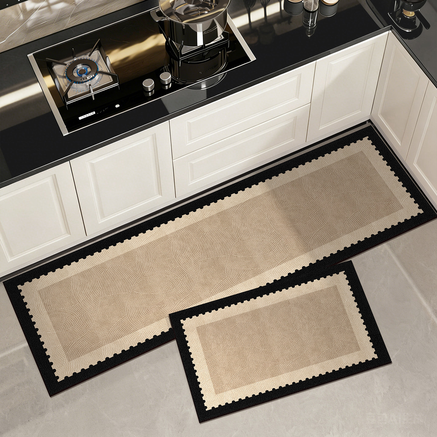 Dirty-resistant L-shaped kitchen floor mat, oil-proof, non-slip, no-wash