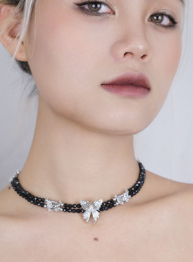 【黑信使】原创黑尖晶蝴蝶项链