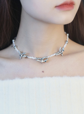 小众创意螺丝蝴蝶结项链锁骨链